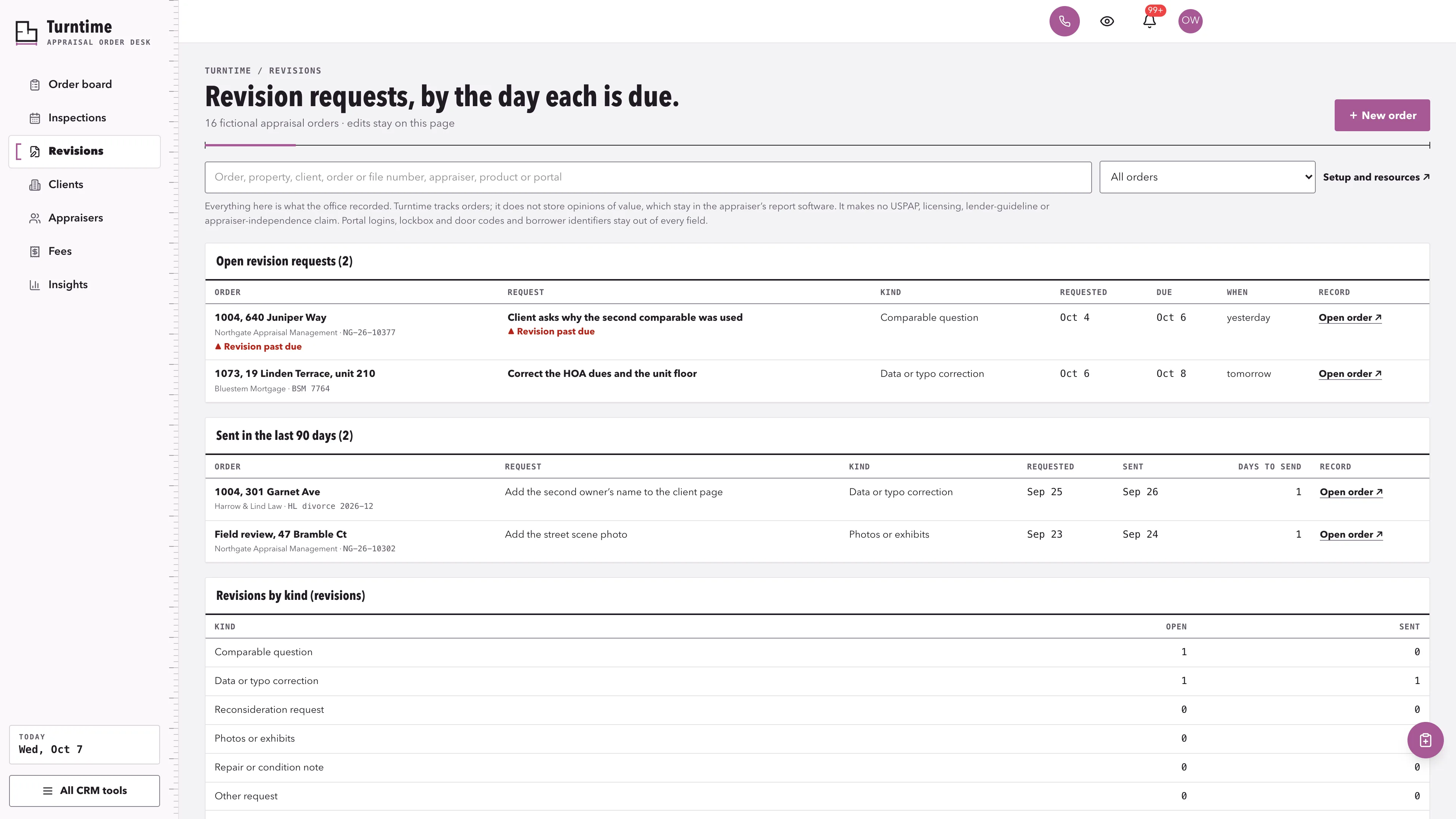 Revisions in the GoSeedly Real Estate Appraisal Firm Kit with fictional sample records