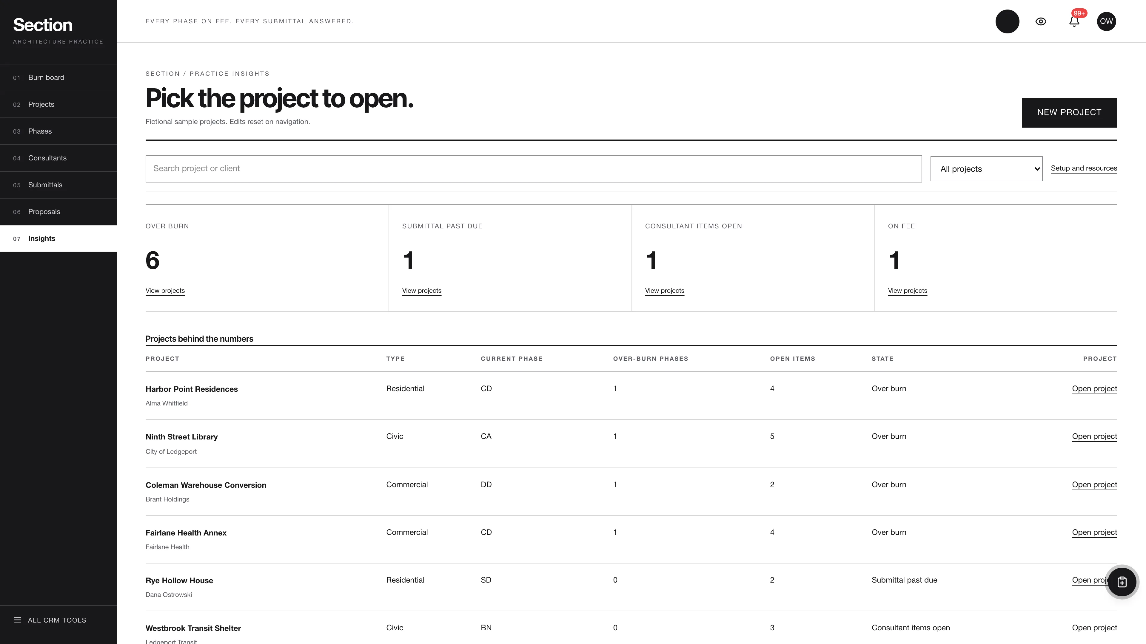 Insights in the GoSeedly Architecture Firm Kit with fictional sample records