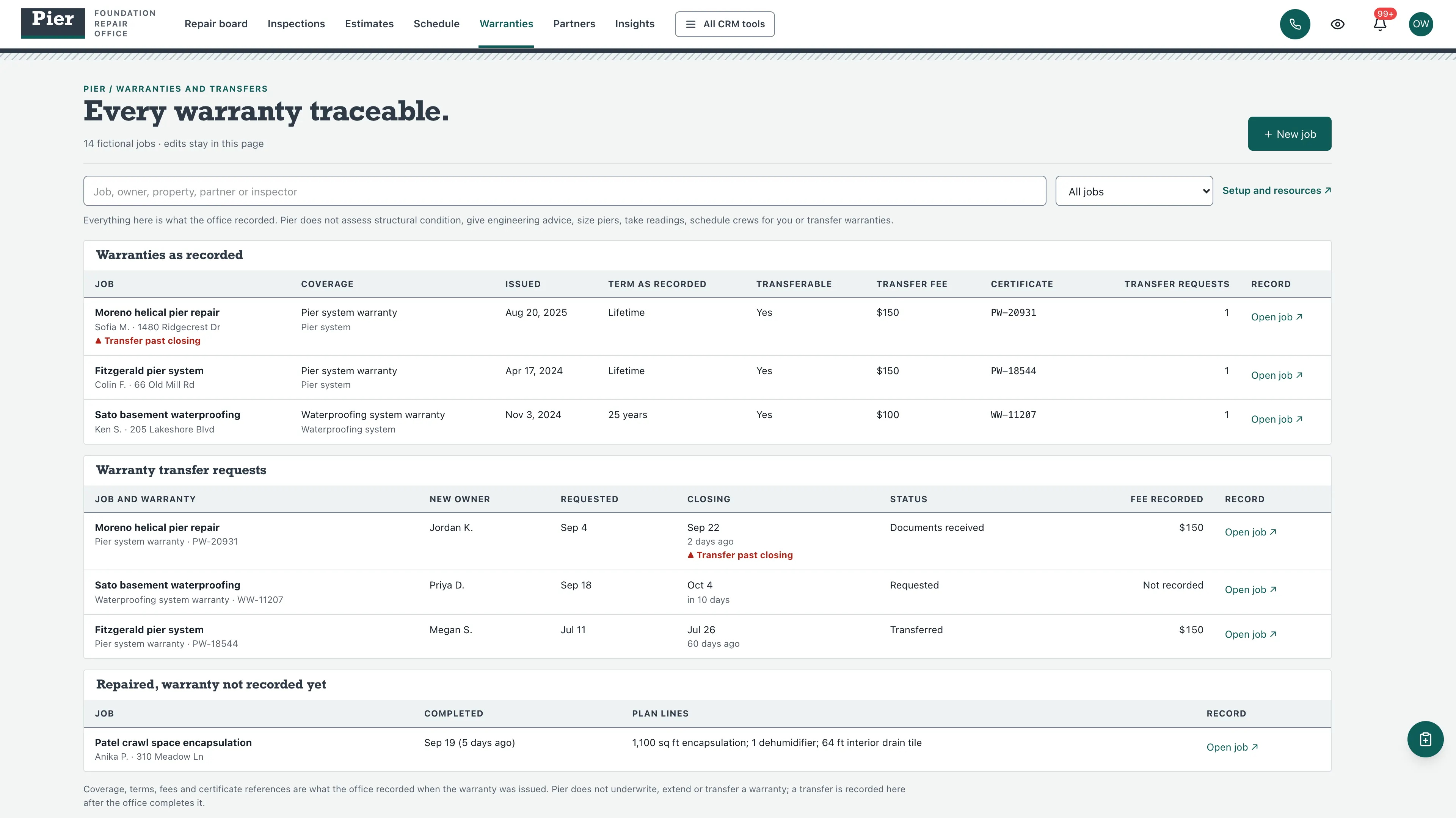 Warranties in the GoSeedly Foundation Repair & Waterproofing Kit with fictional sample records