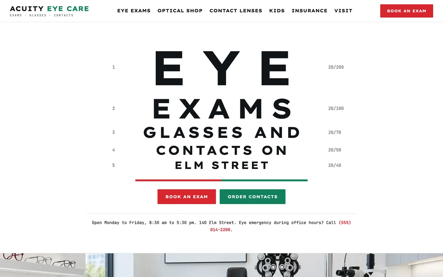 Acuity website template homepage