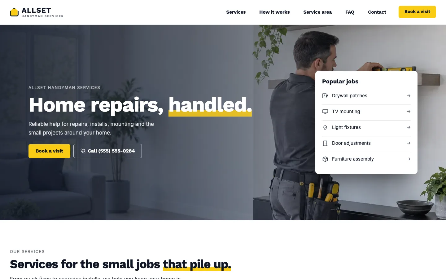 Allset website template homepage
