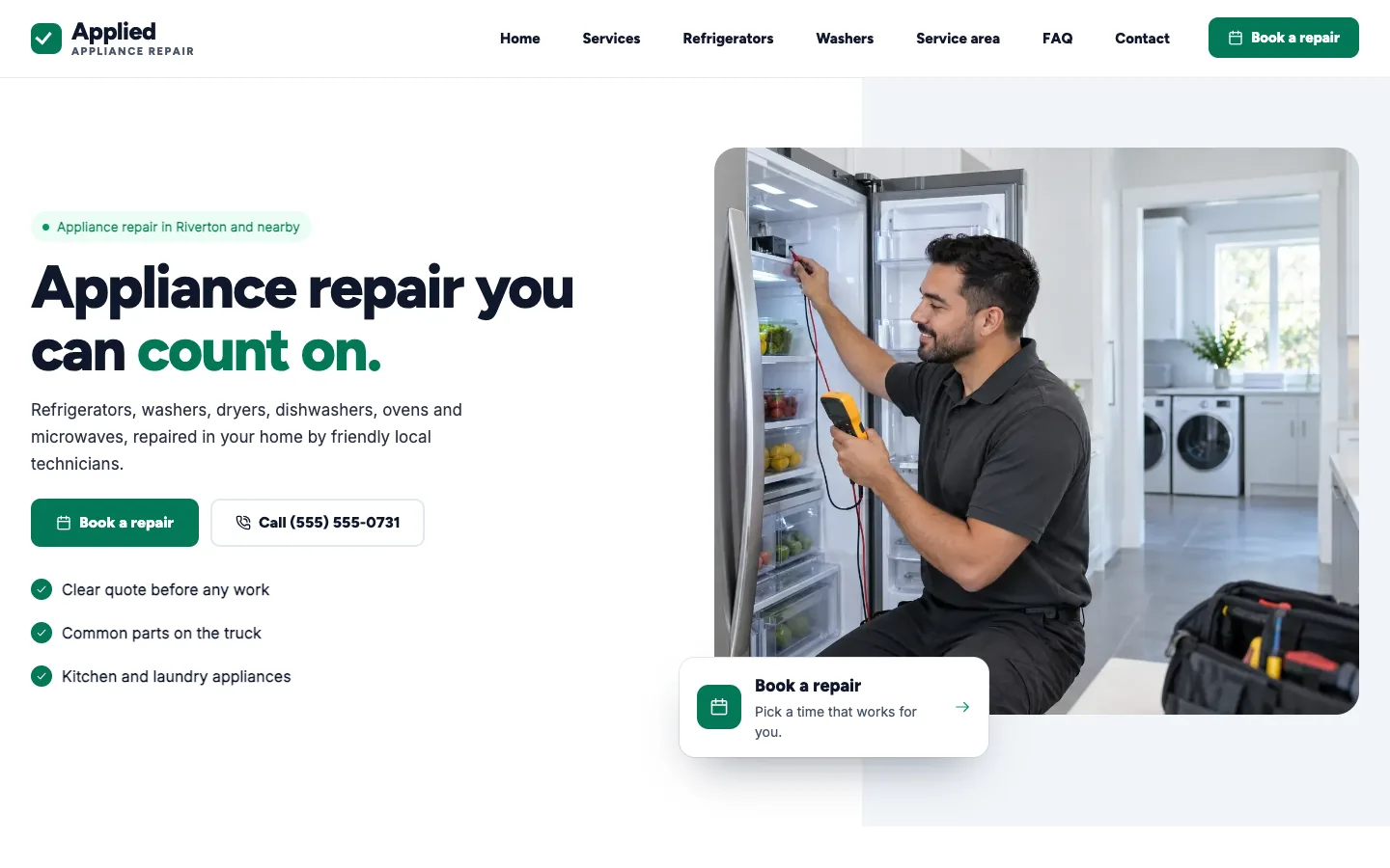 Applied website template homepage