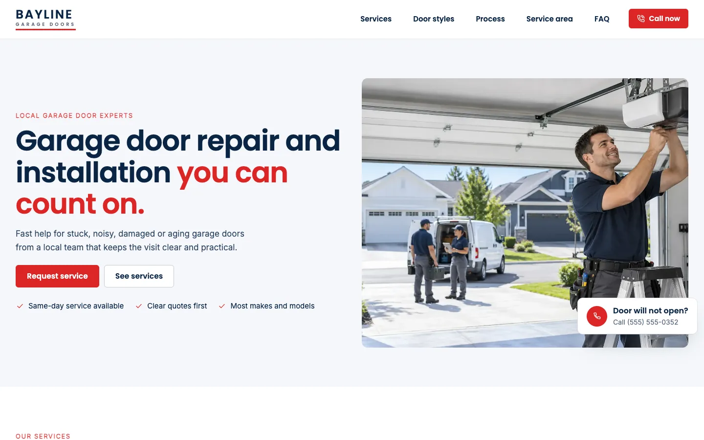 Bayline website template homepage