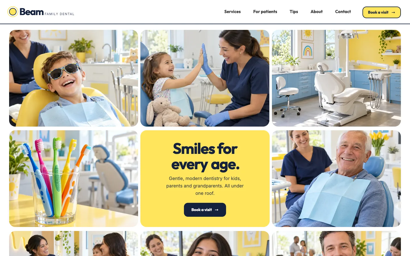 Beam website template homepage