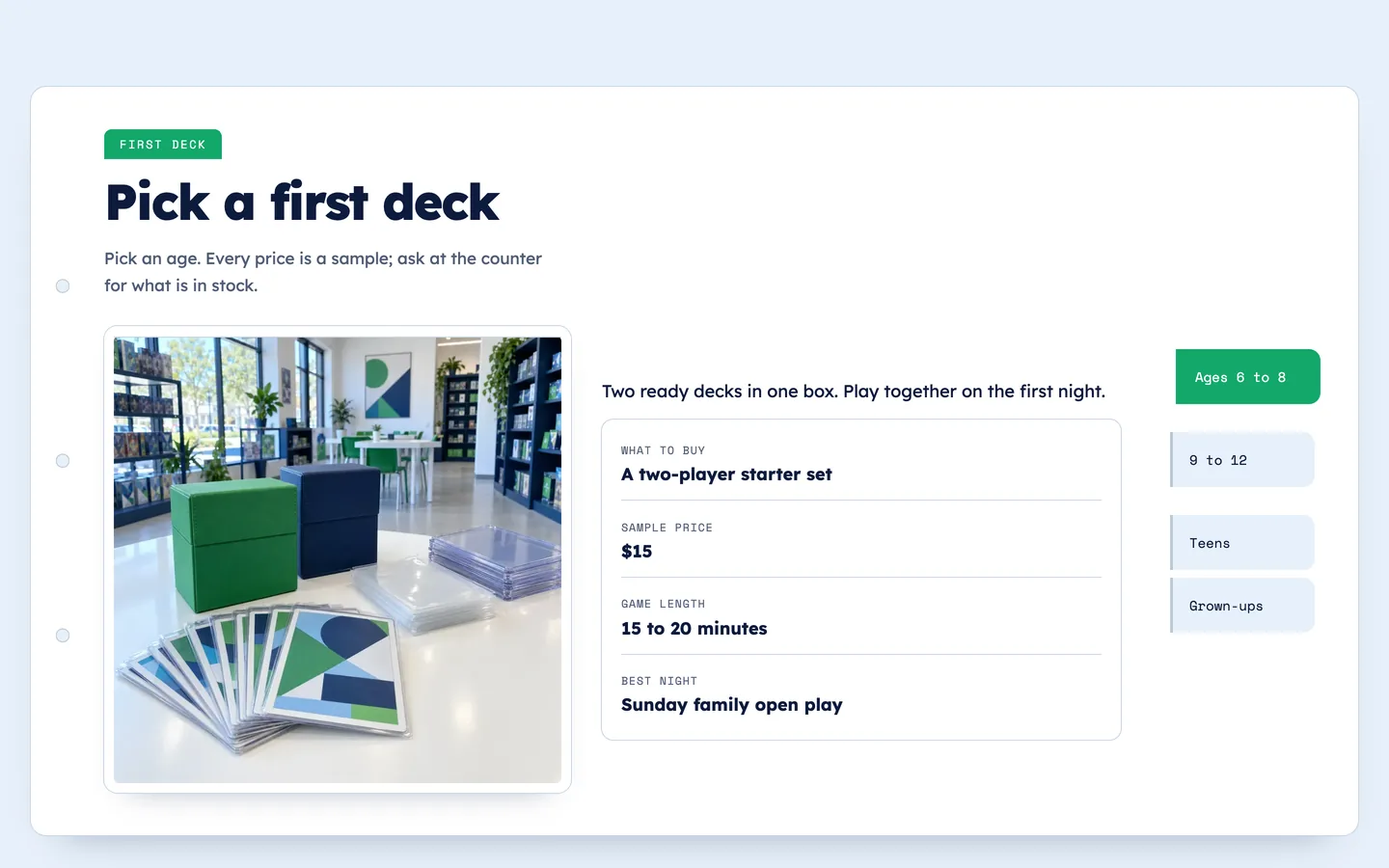 Binder: Pick a first deck