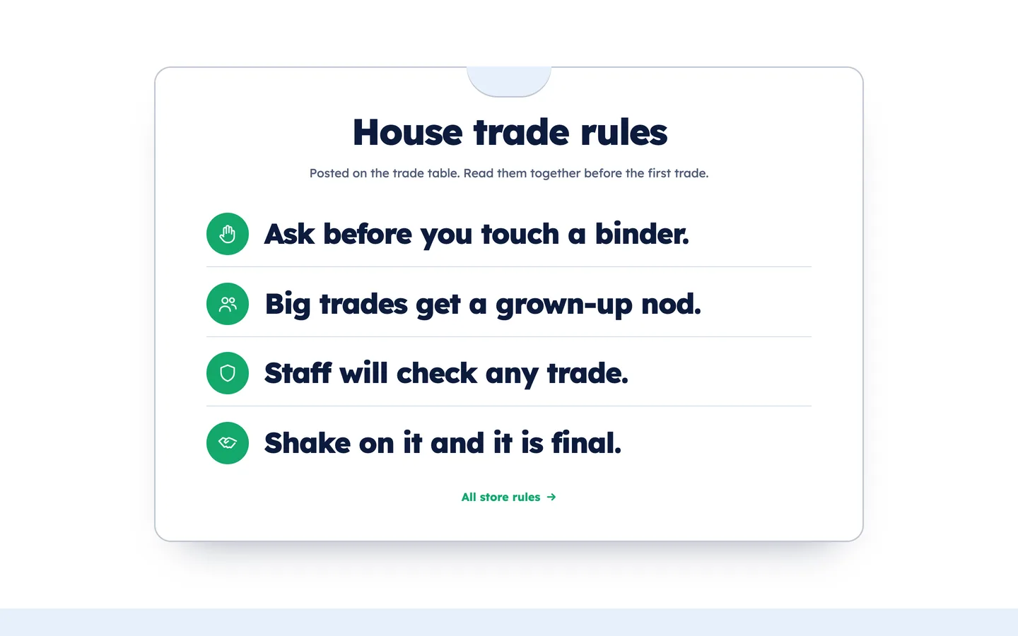 Binder: House trade rules