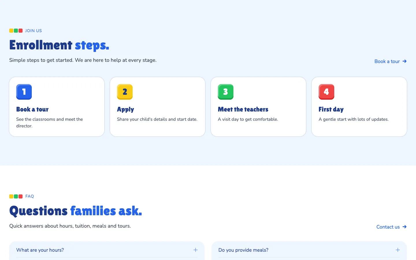 Blocks: Tours and enrollment