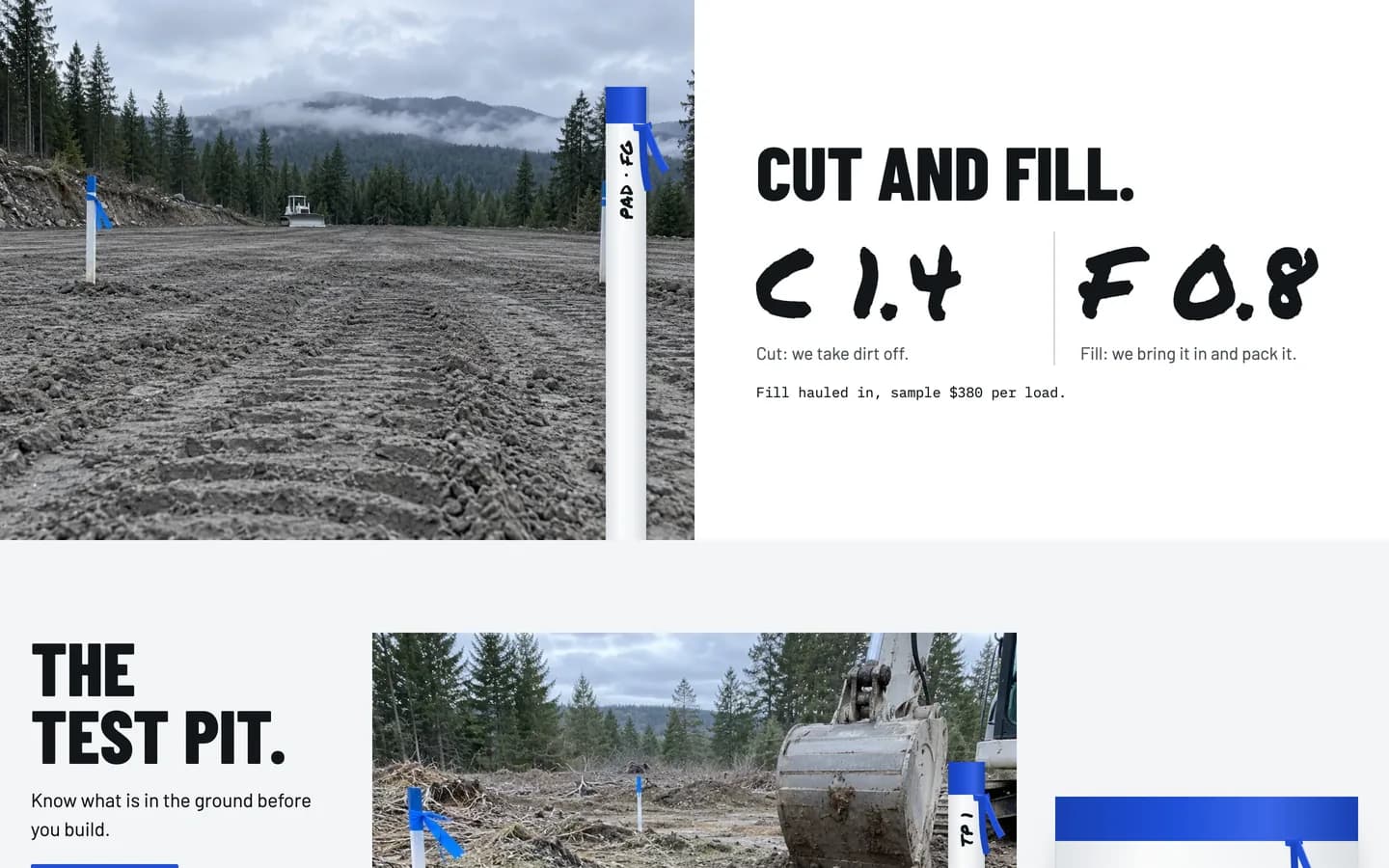 Bluetop: Cut and fill