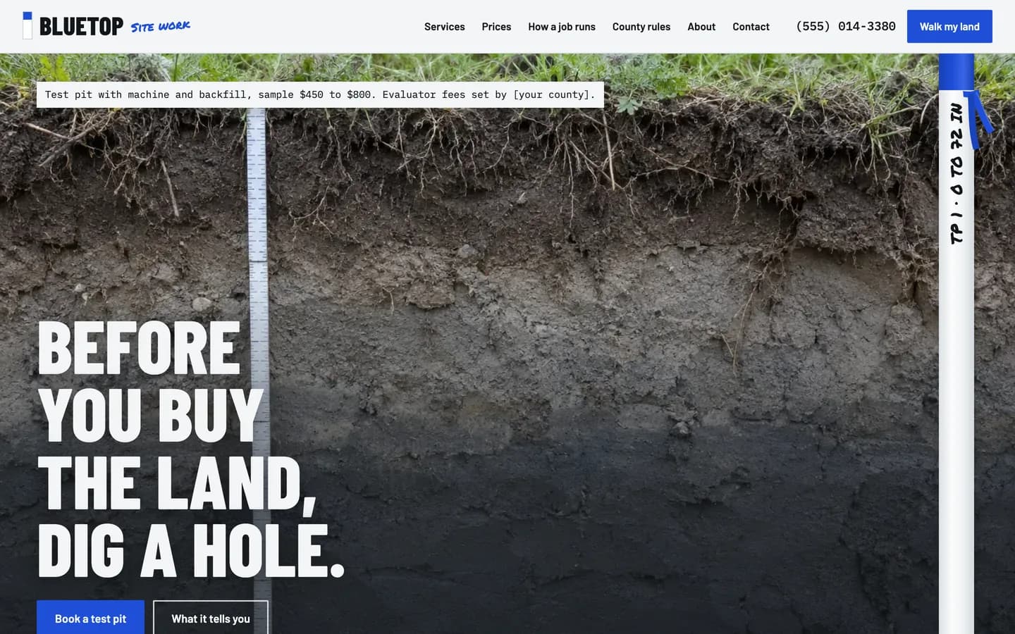 Bluetop: Home / dig a hole before you buy