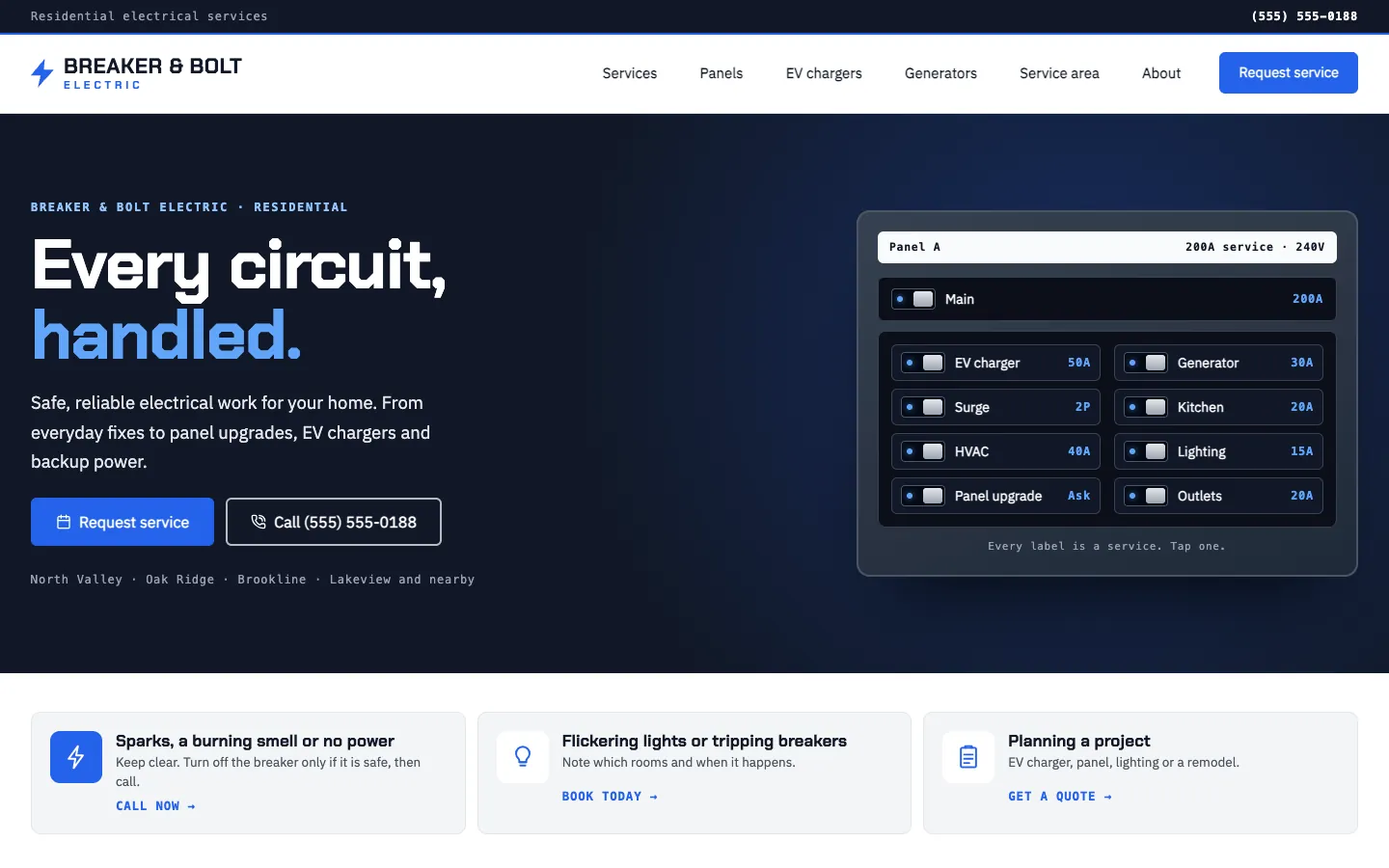 Breaker website template homepage