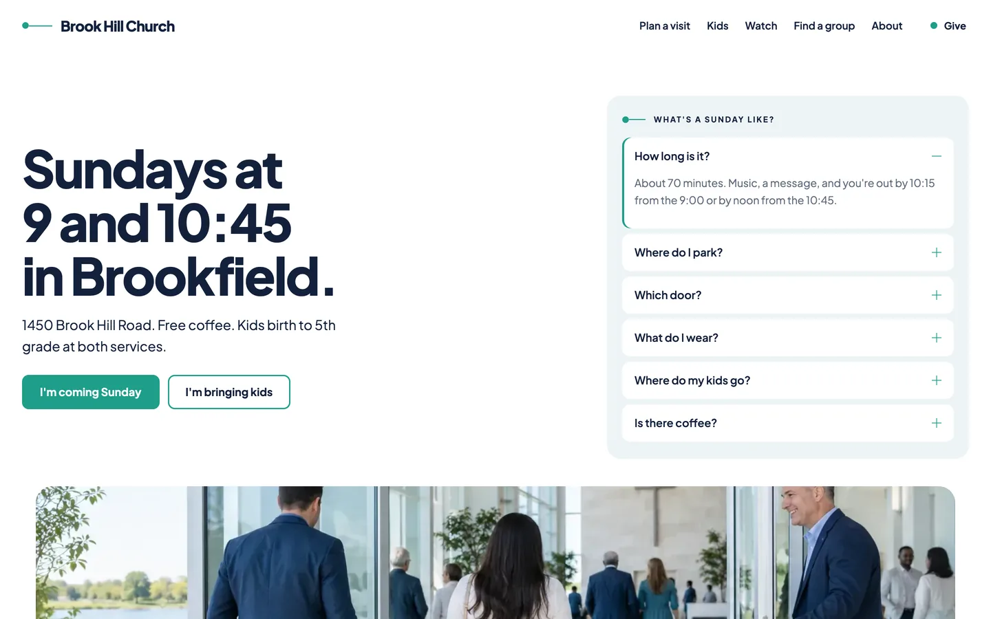 Brook website template homepage