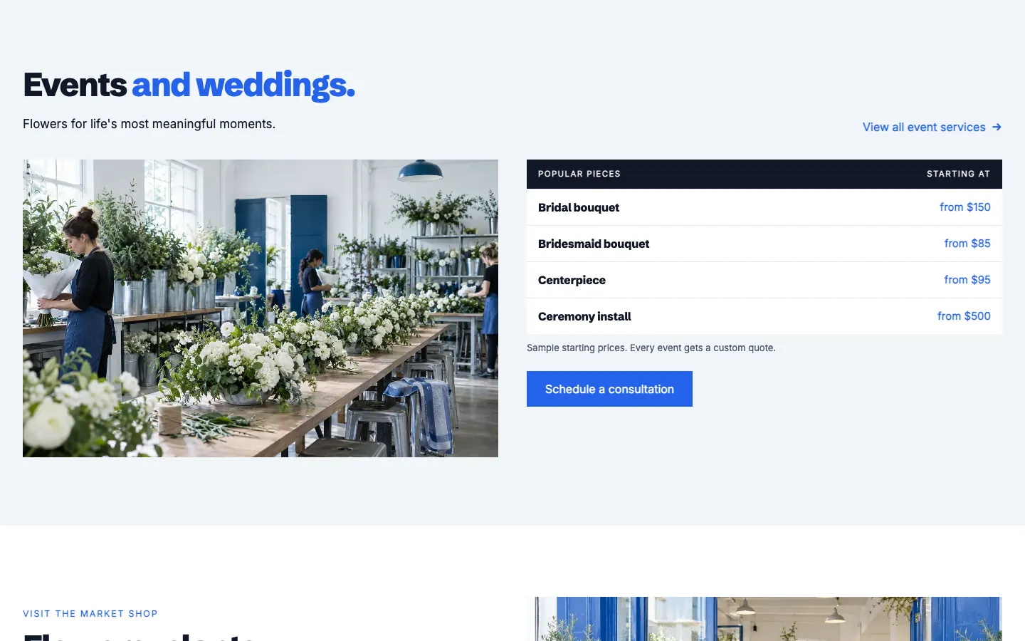 Bucket: Events and weddings