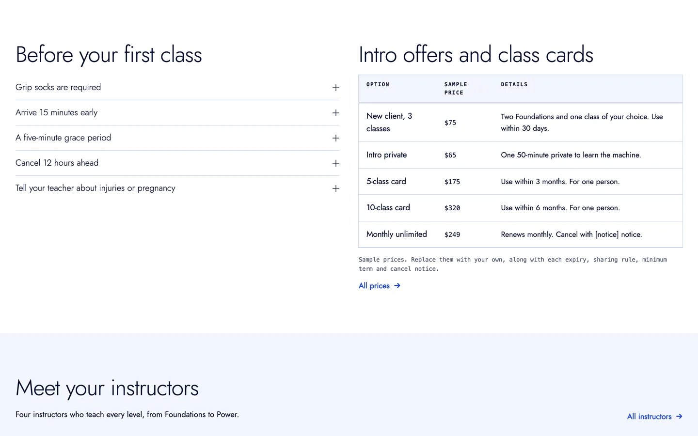 Carriage: Before your first class