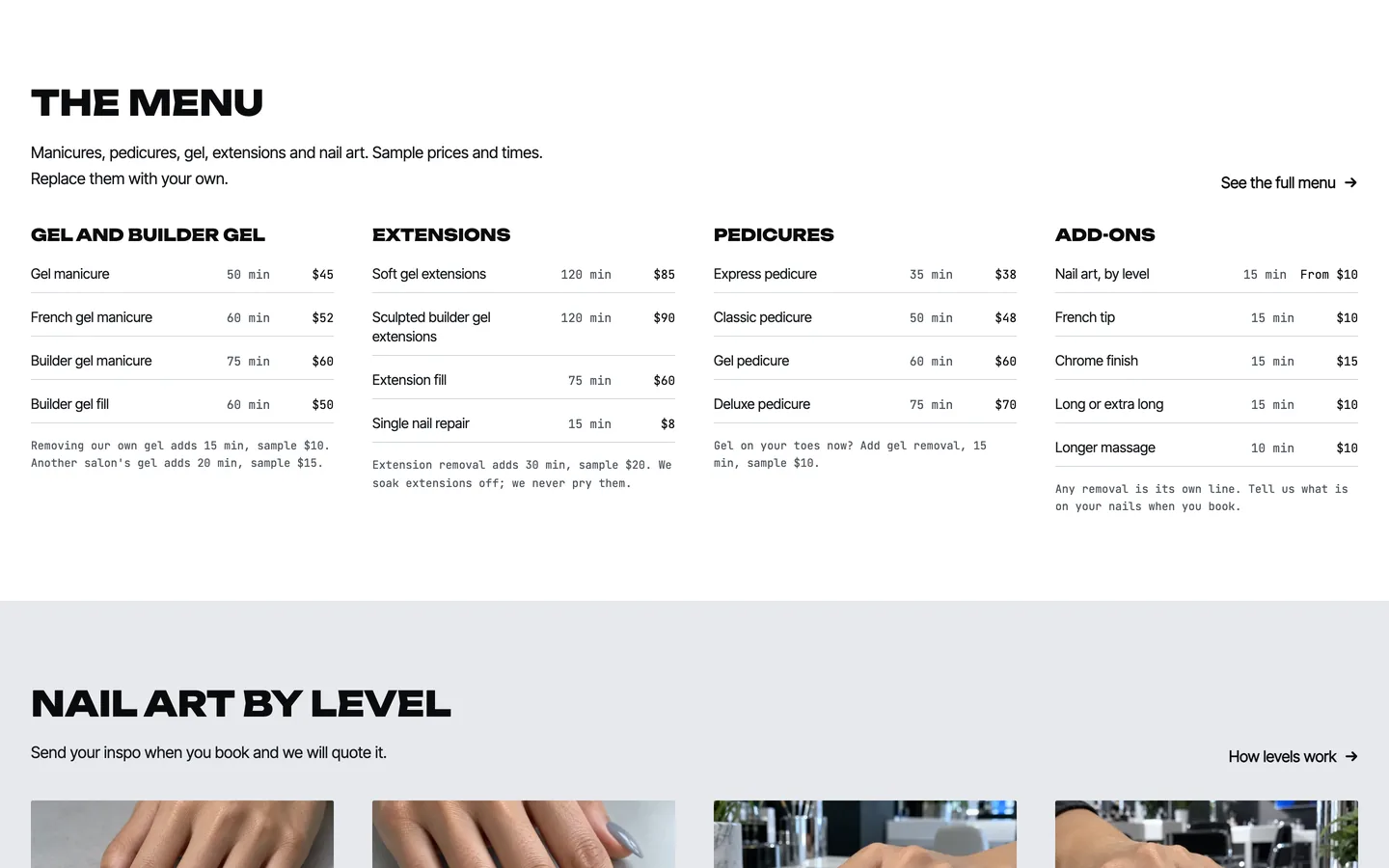 Chroma: The menu