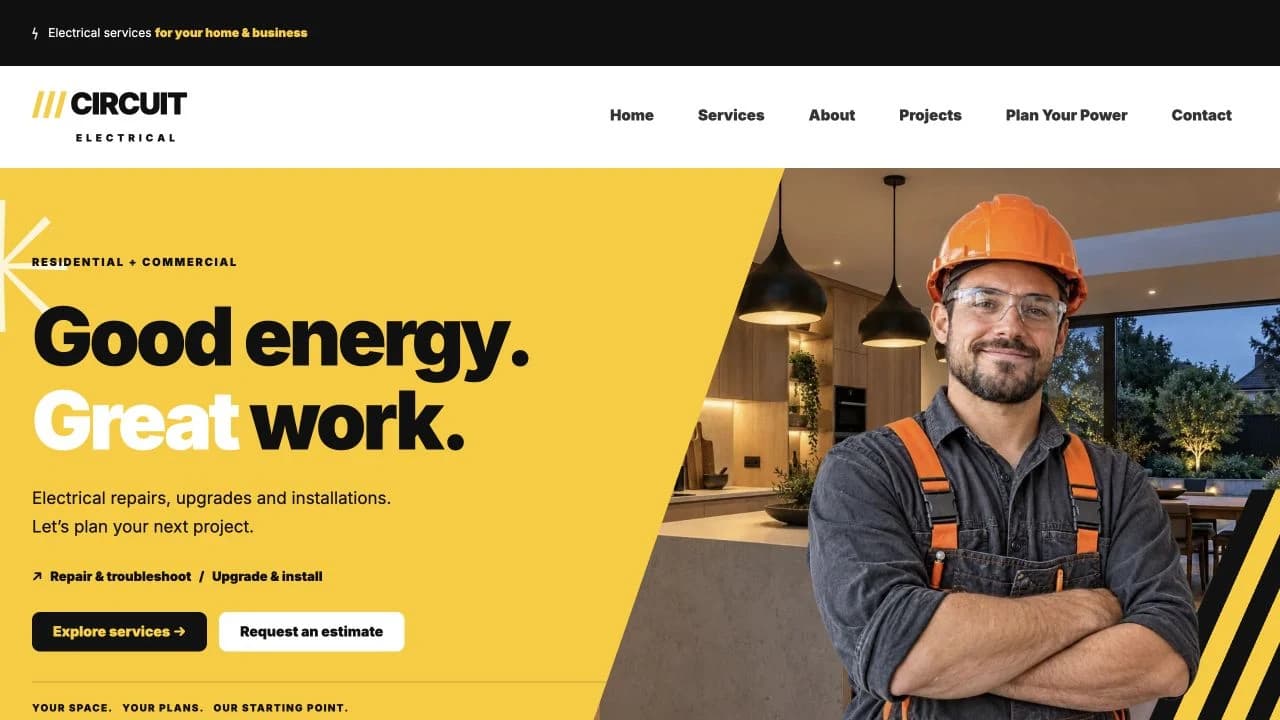 Circuit website template homepage