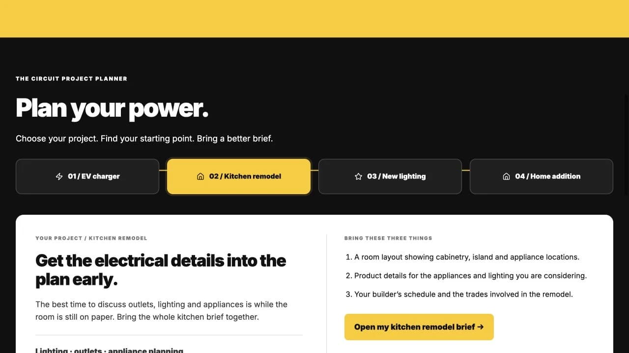 Circuit: Plan Your Power / interactive selector