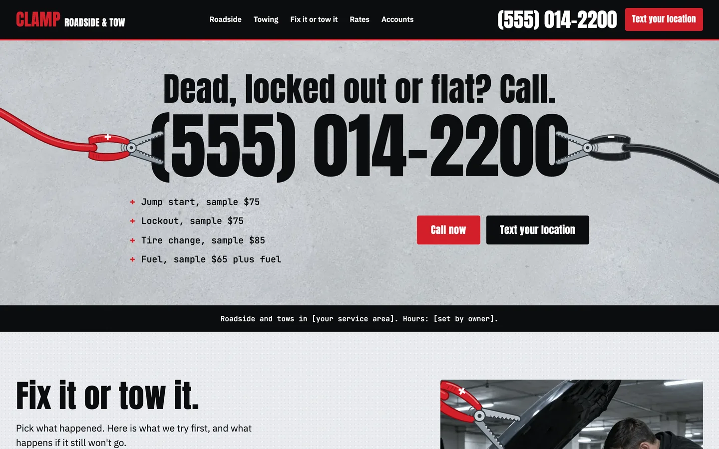 Clamp website template homepage