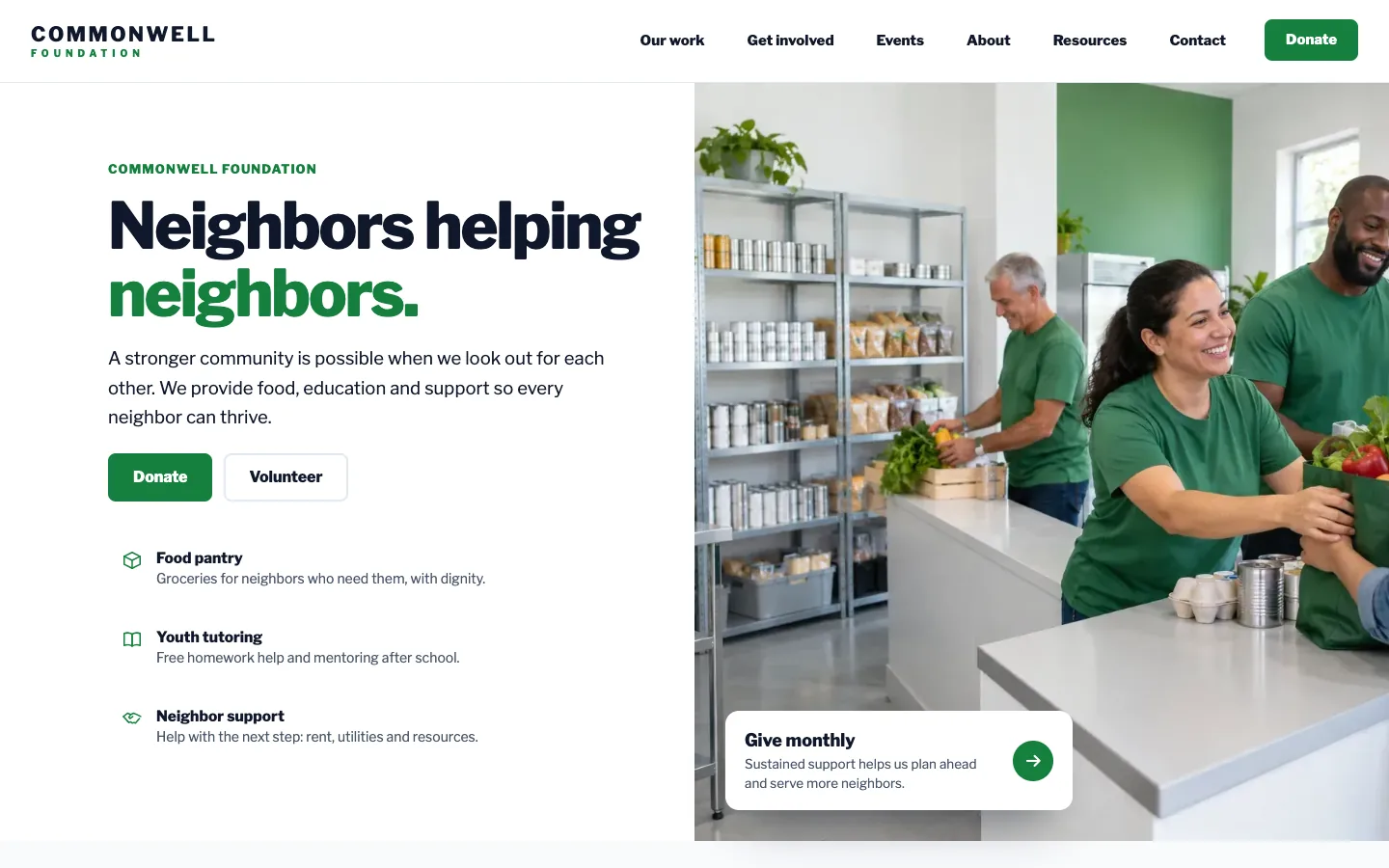 Commonwell website template homepage