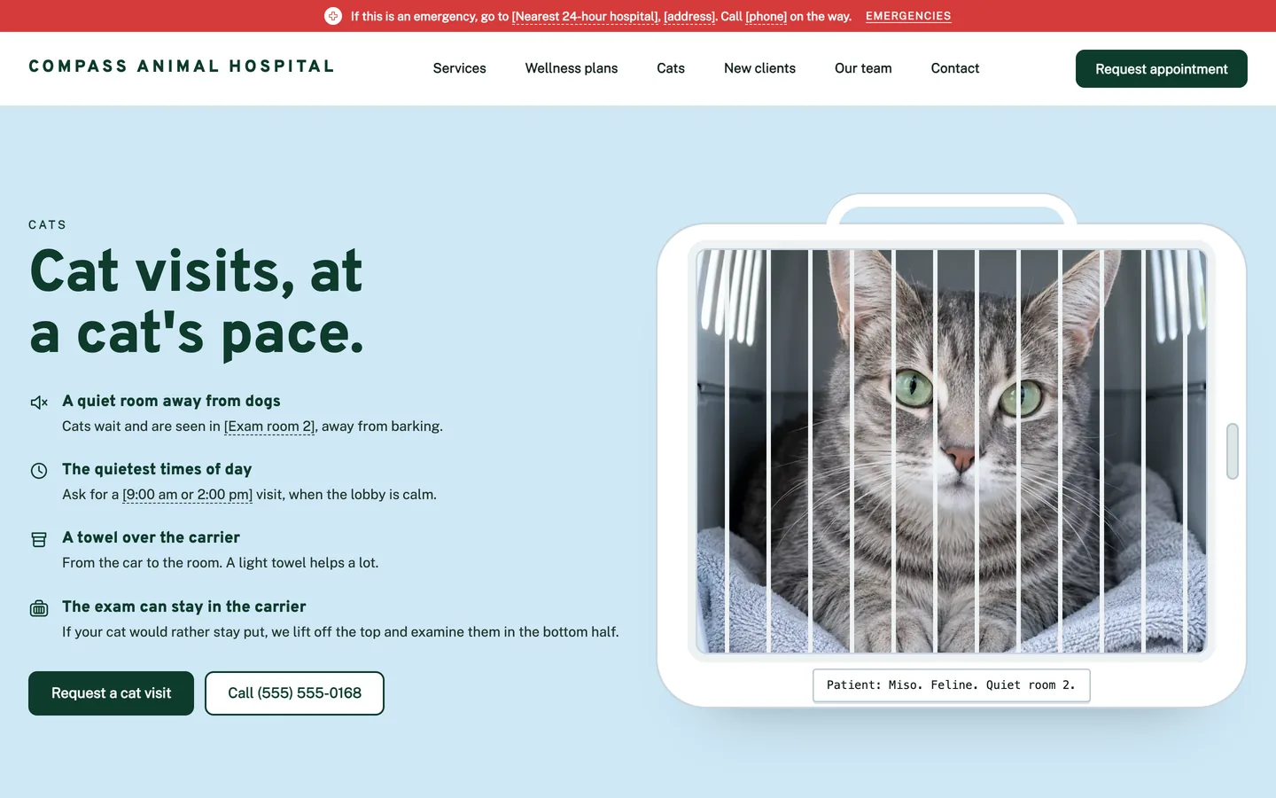 Compass: Home / cat visits, at a cat's pace