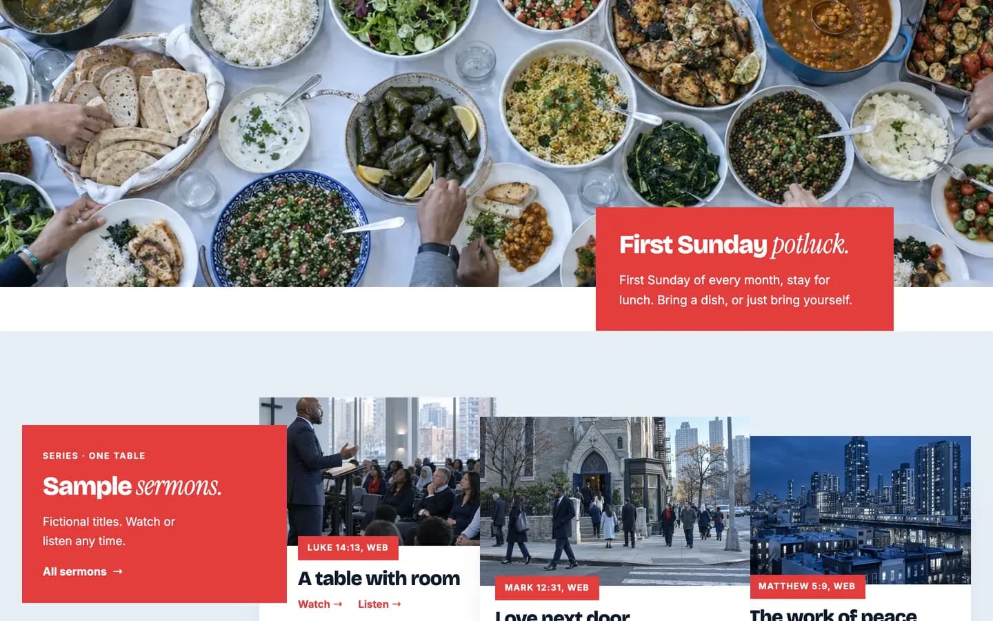 Confluence: First Sunday potluck