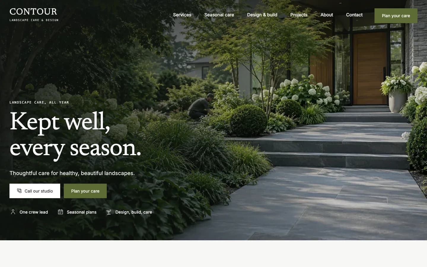 Contour website template homepage