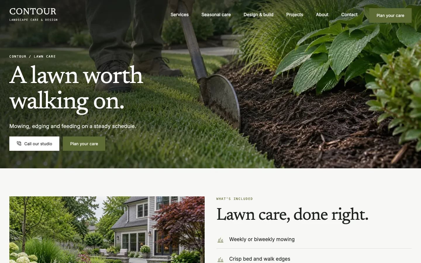 Contour: Lawn care / service page