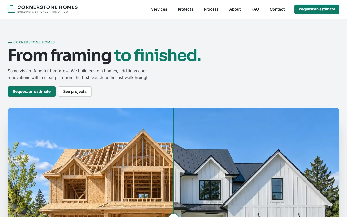 Cornerstone website template homepage