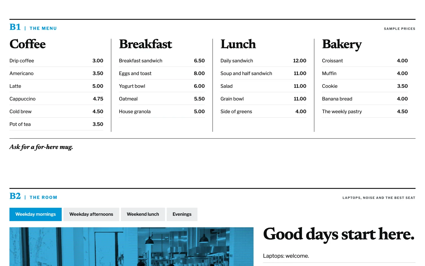 Daily: The menu