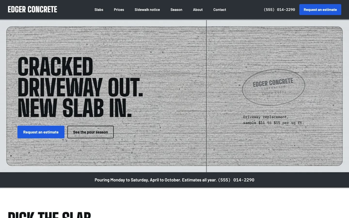 Edger website template homepage