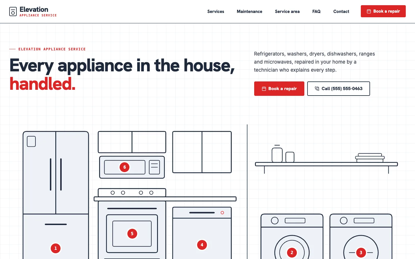 Elevation website template homepage