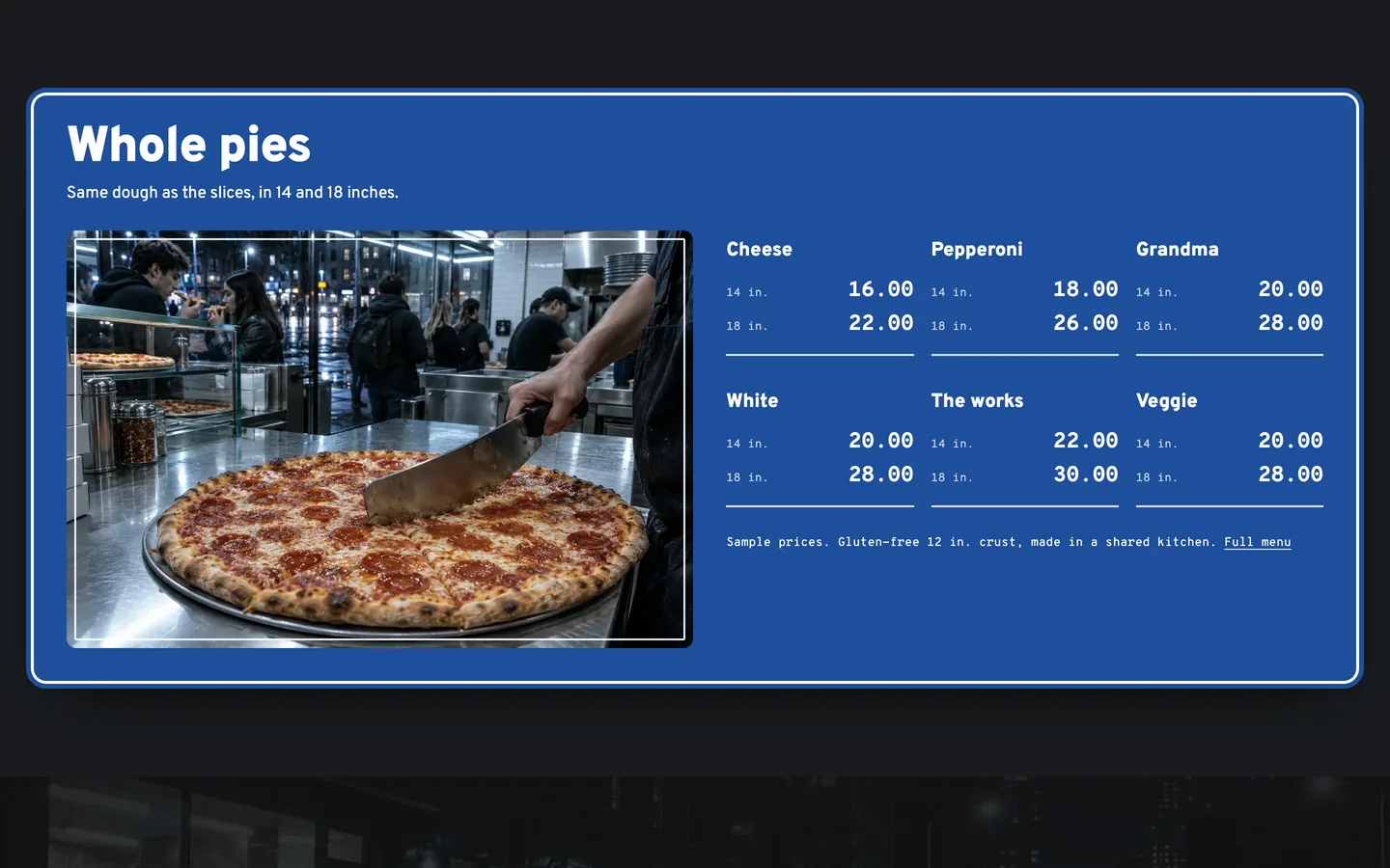 Exit: Whole pies
