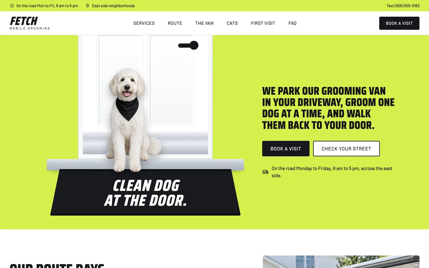 Fetch website template homepage