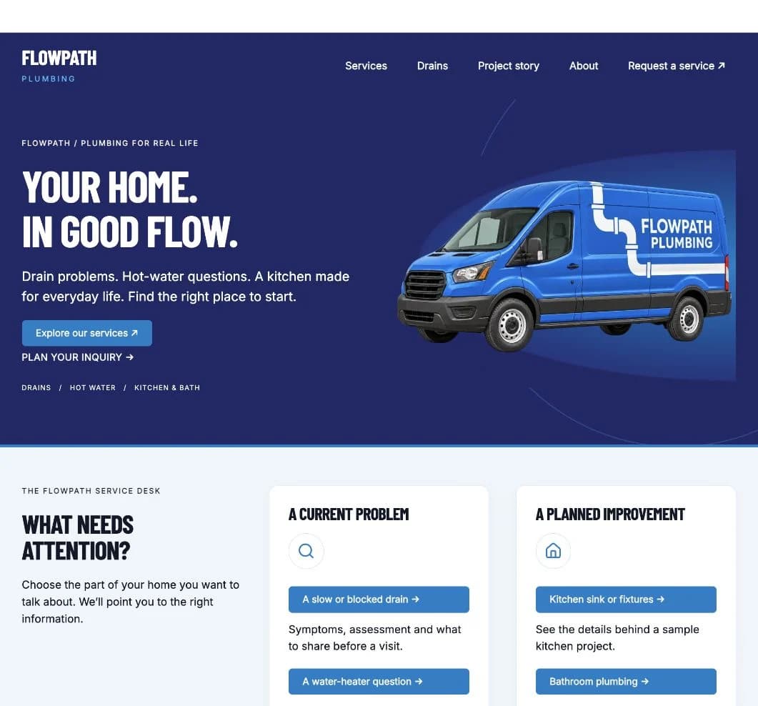 Flowpath website template homepage