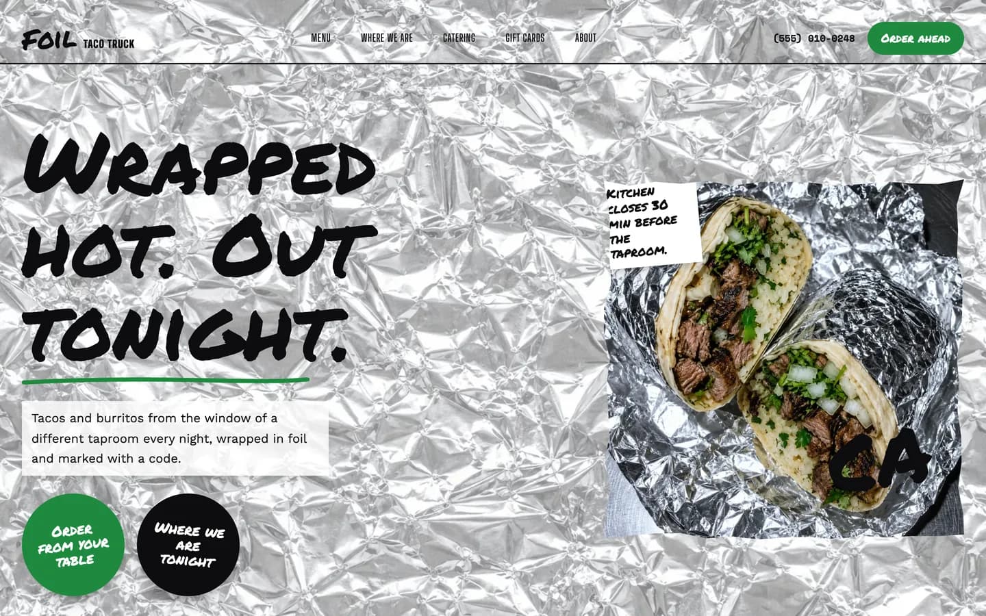Foil website template homepage