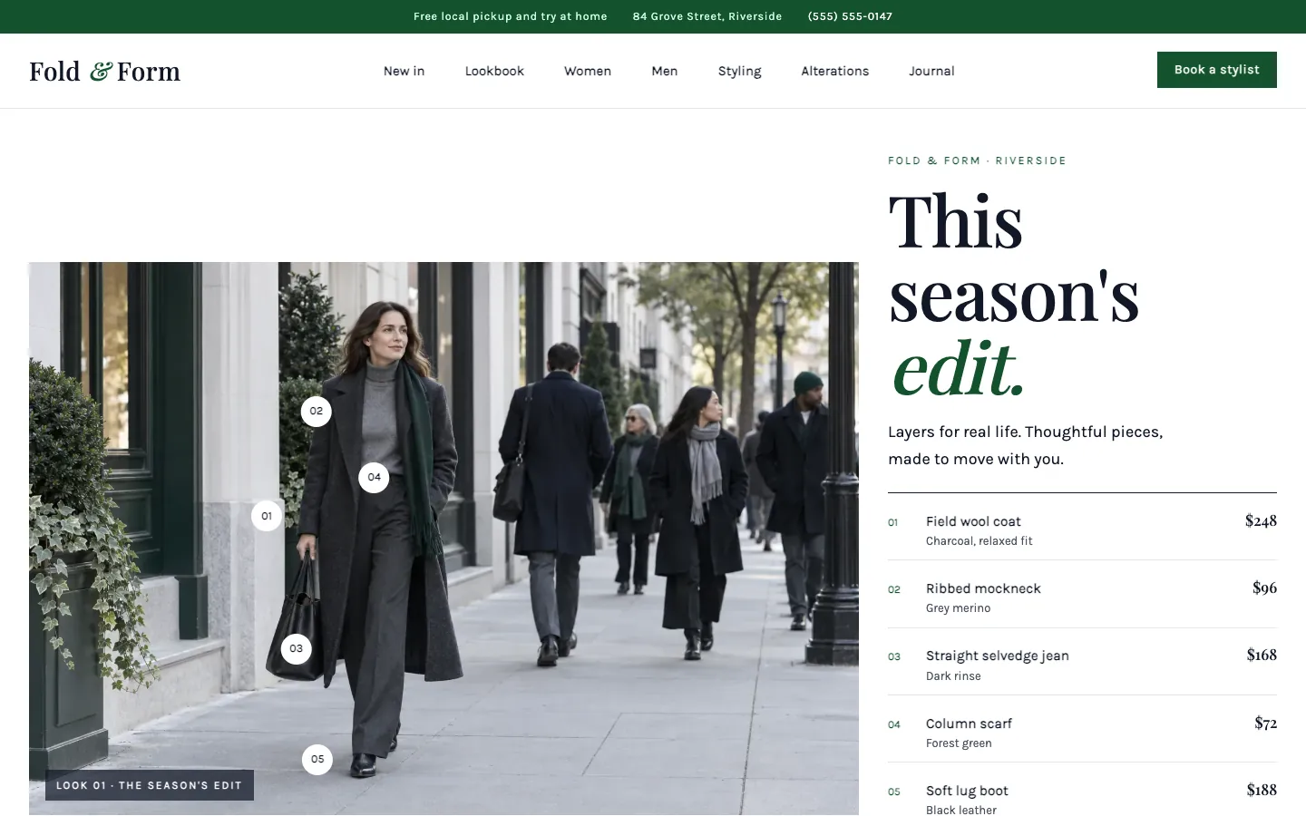Fold website template homepage