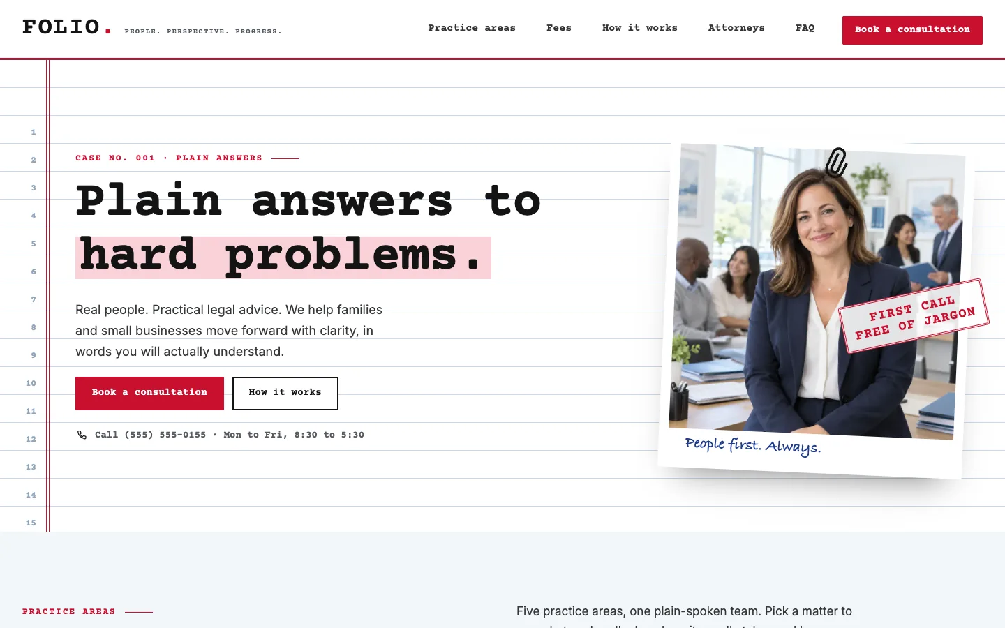 Folio website template homepage