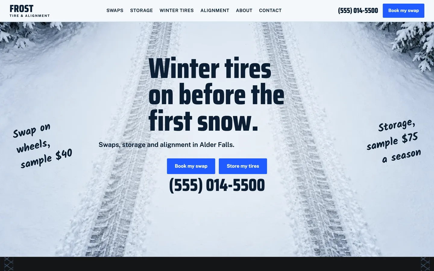 Frost website template homepage