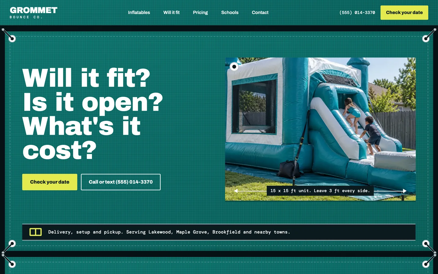 Grommet website template homepage