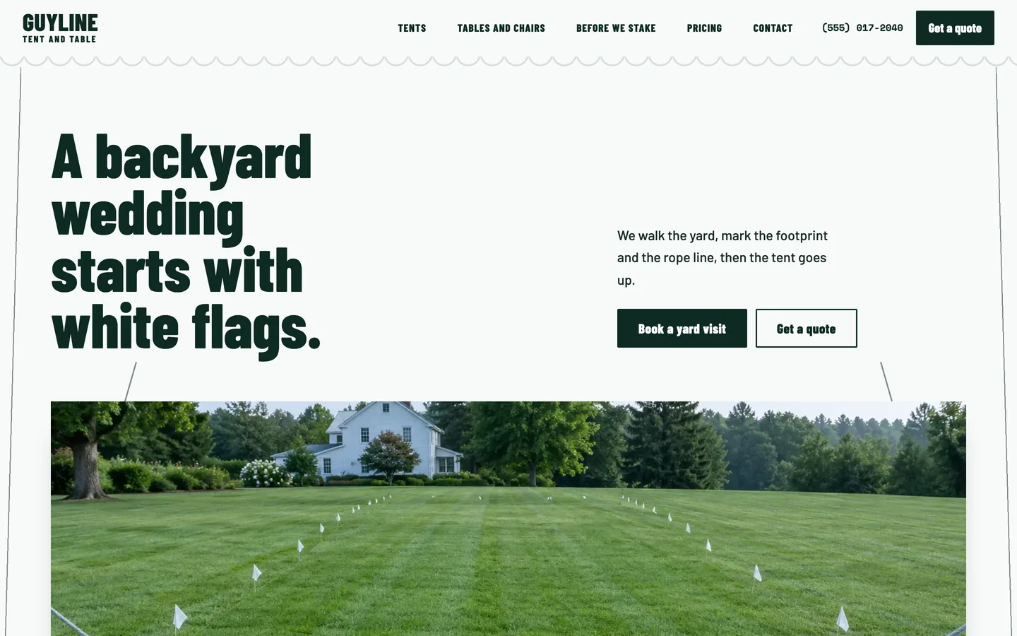 Guyline: Home / a backyard wedding starts with white flags