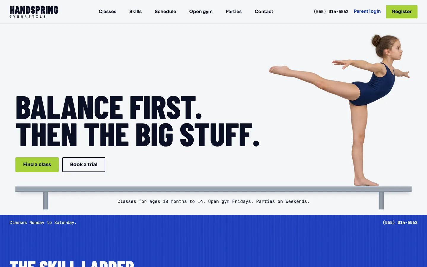Handspring website template homepage