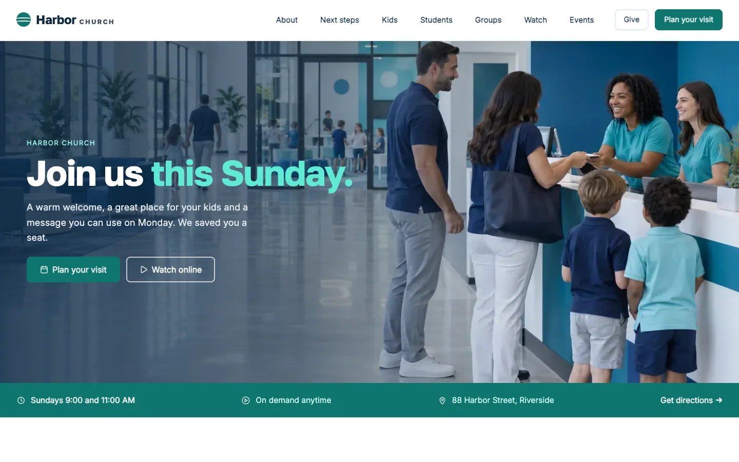 Harbor website template homepage