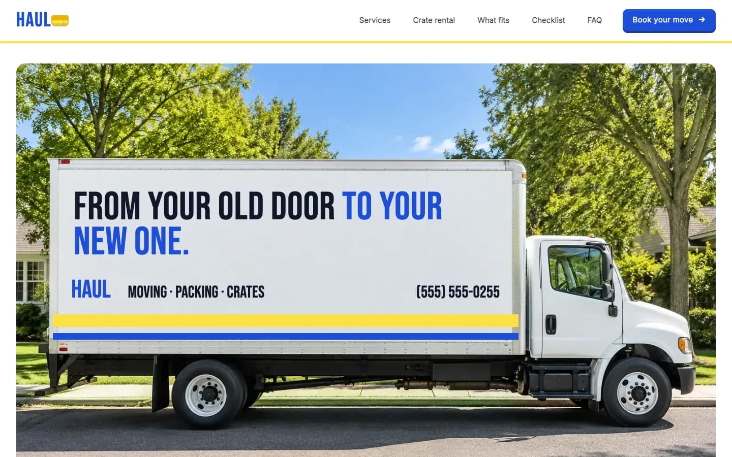 Haul website template homepage
