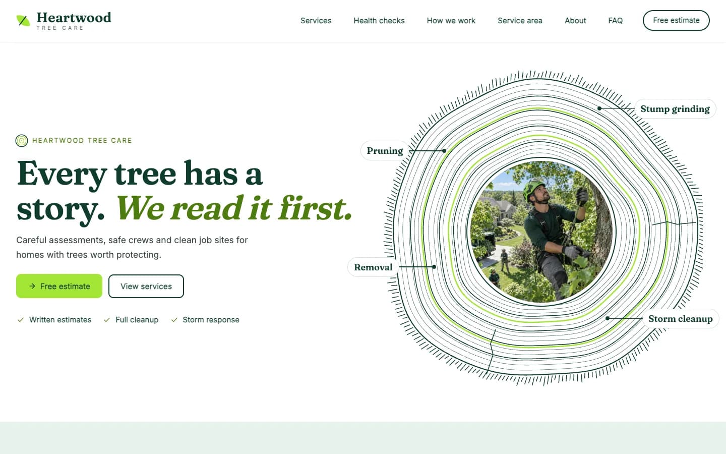 Heartwood website template homepage