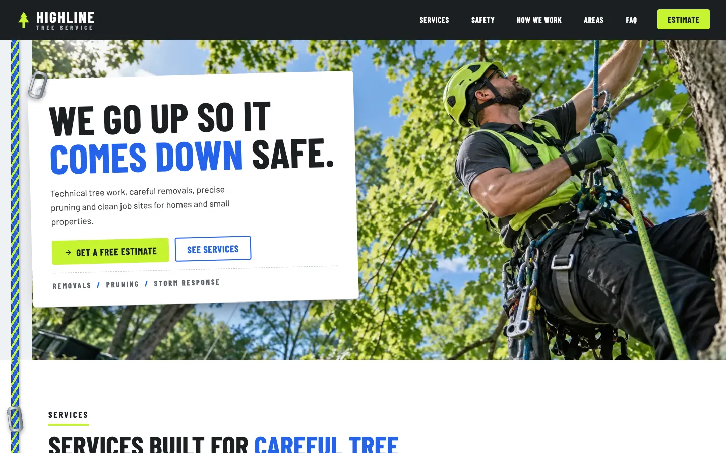 Highline website template homepage