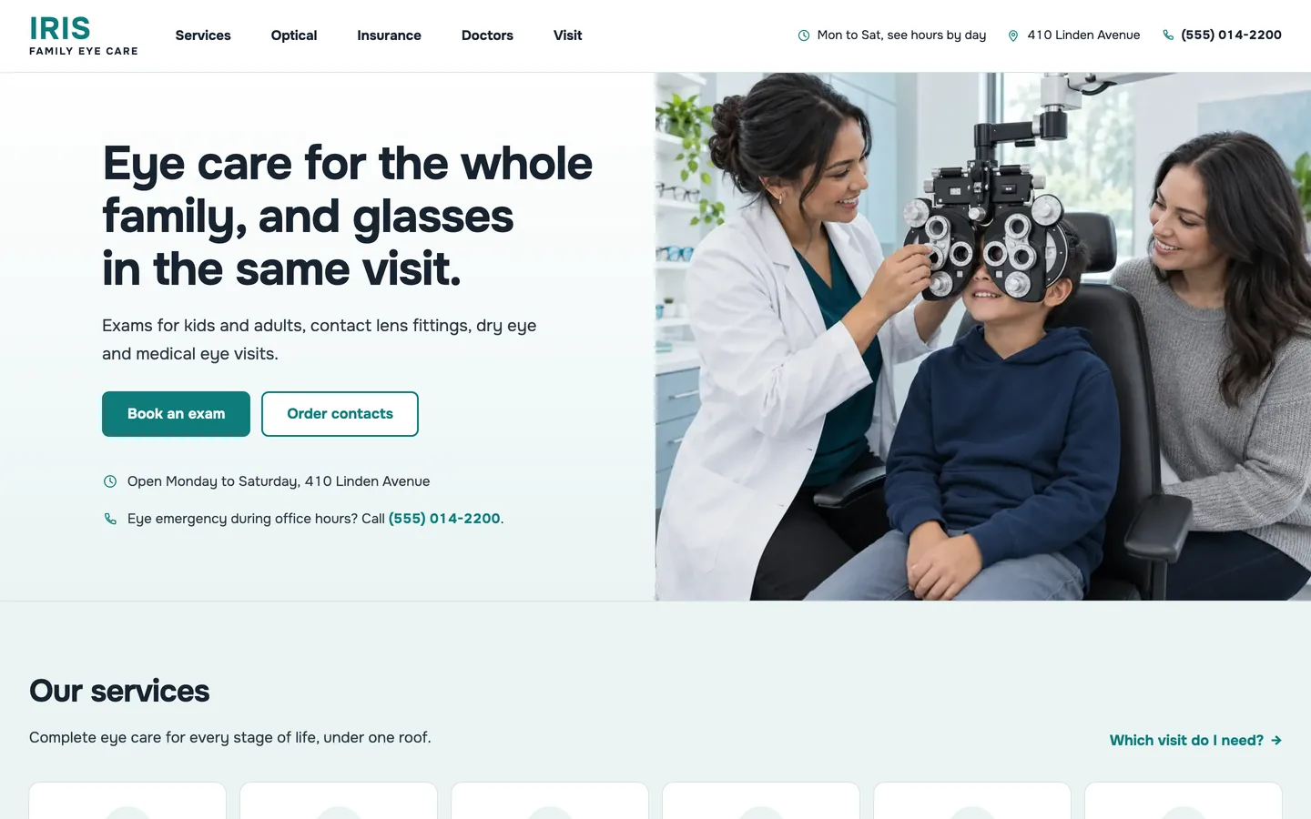 Iris website template homepage