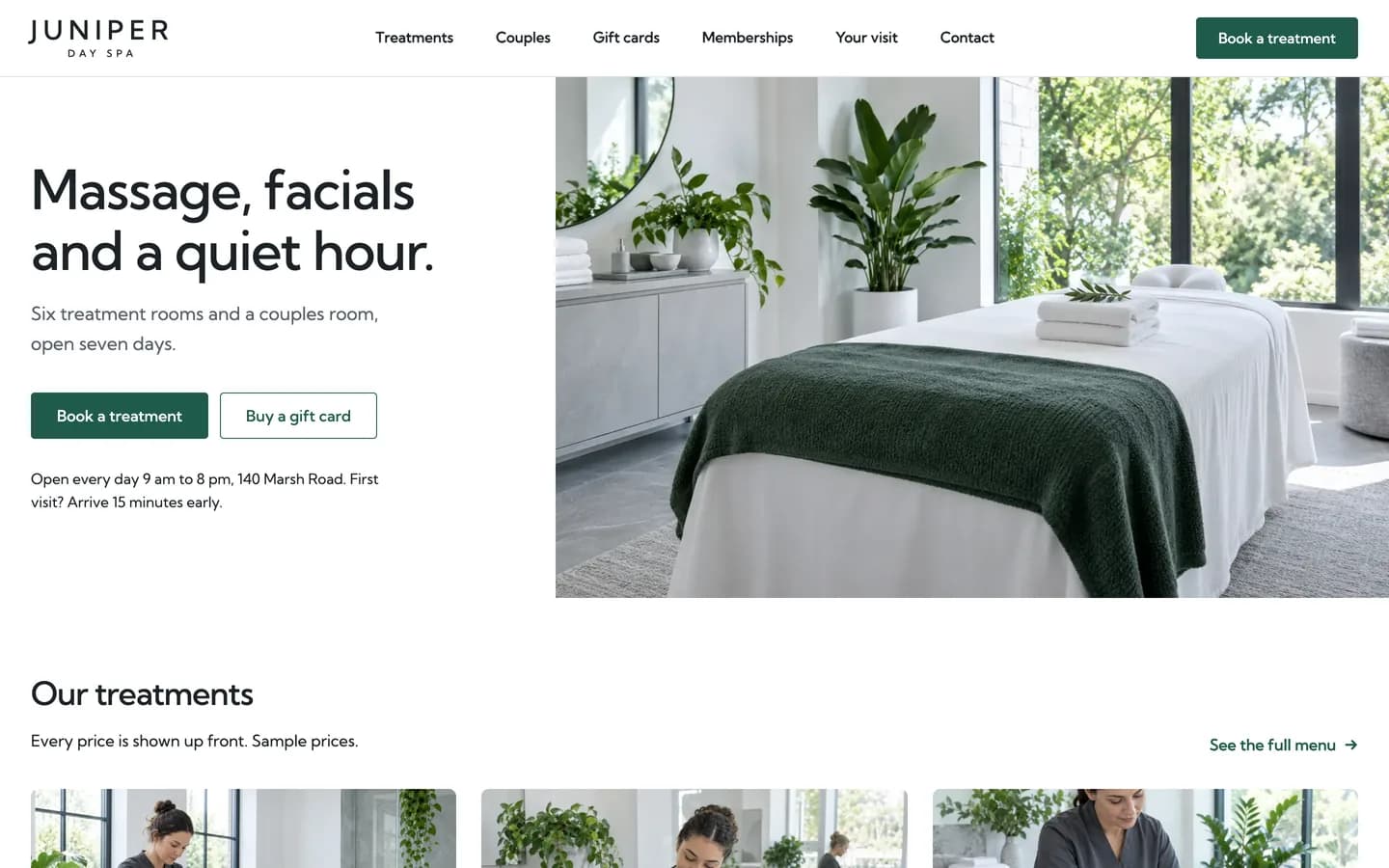 Juniper website template homepage