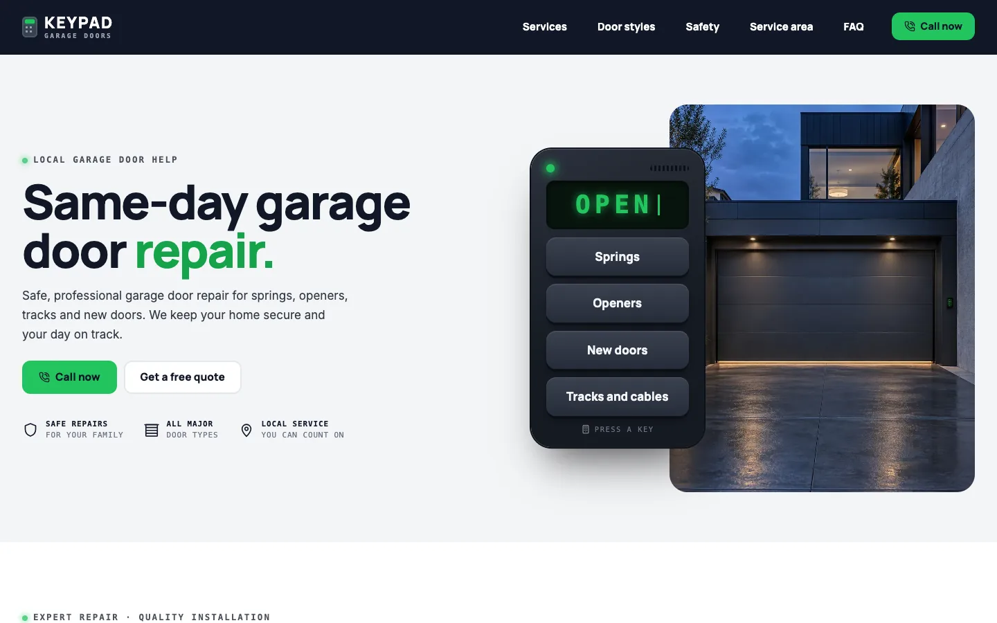 Keypad website template homepage