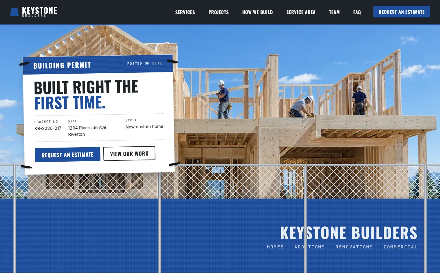 Keystone website template homepage