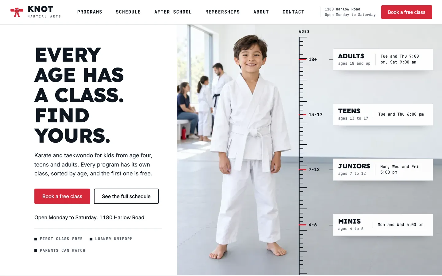 Knot website template homepage
