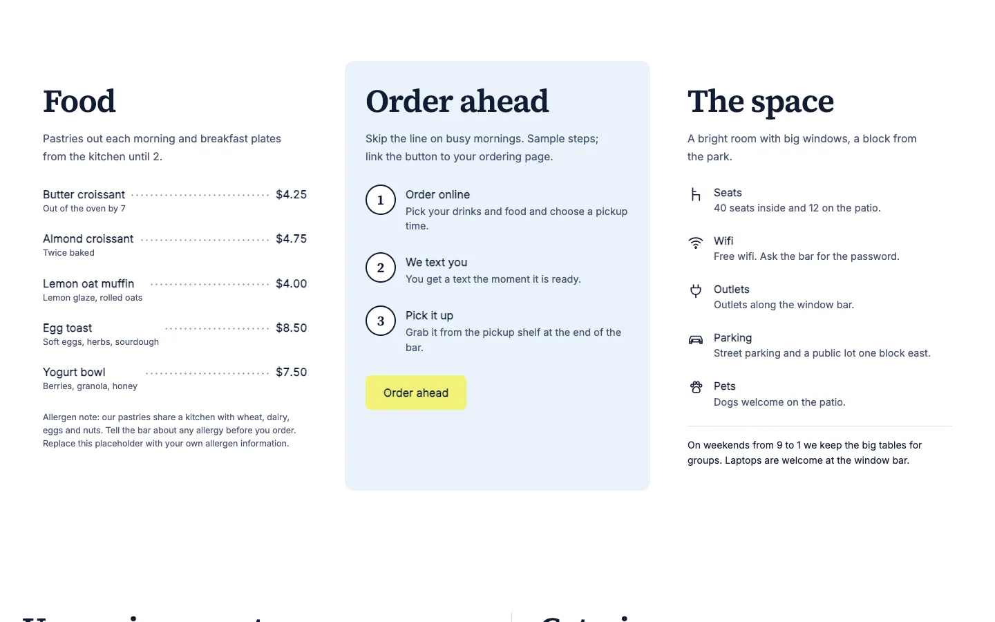 Lark: Food, order ahead and the space